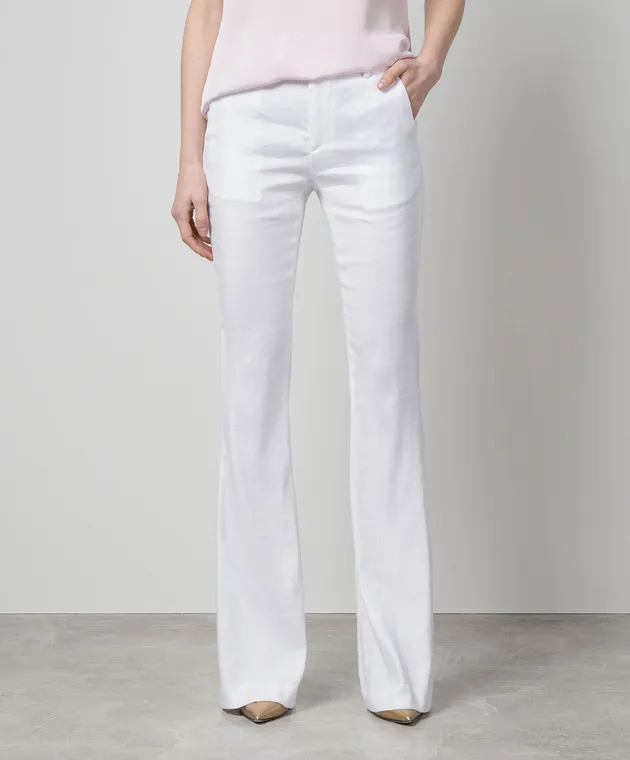 Dondup White Tina flared pants with linen