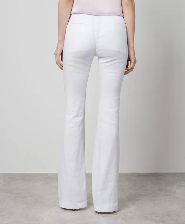 Dondup White Tina flared pants with linen