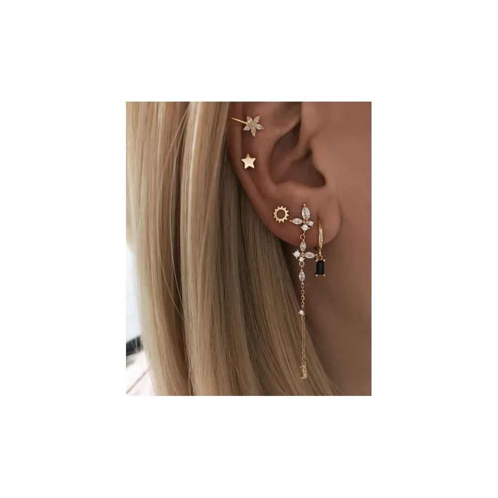 Ear Cuff Flor Circonitas Oro