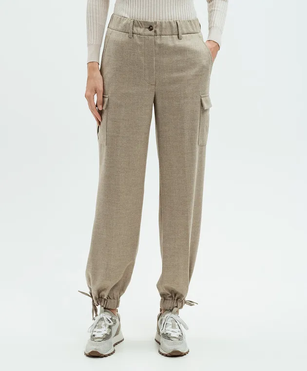 Enrico Mandelli Beige wool cargo pants