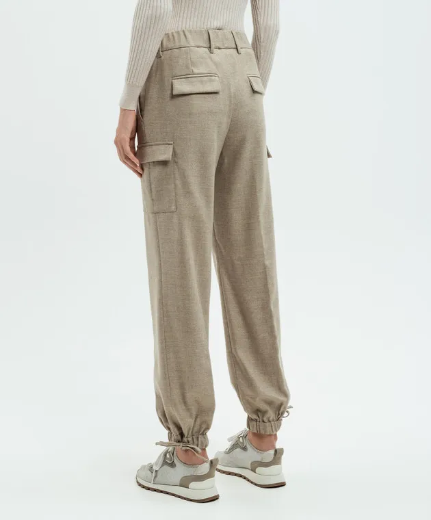 Enrico Mandelli Beige wool cargo pants