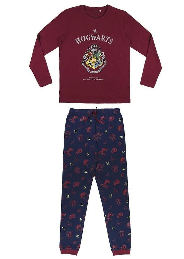 Harry potter women pyjama long set hogwarts crest