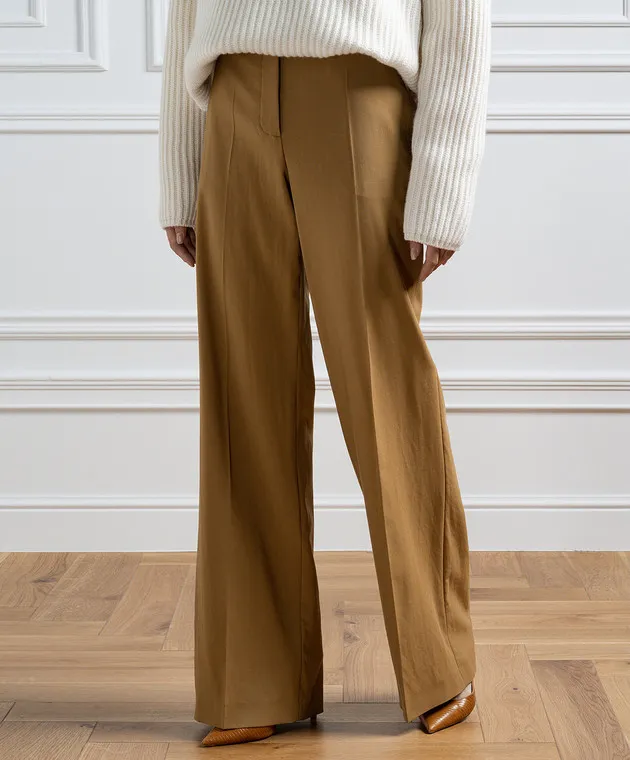 JOSEPH Brown wool flared pants