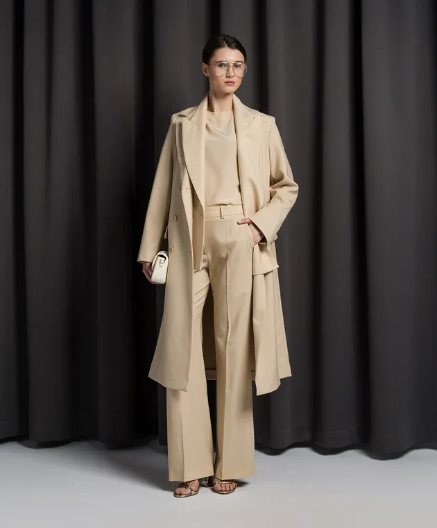 JOSEPH Morissey beige wool flared pants