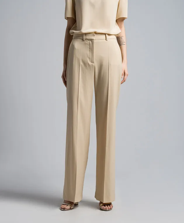 JOSEPH Morissey beige wool flared pants