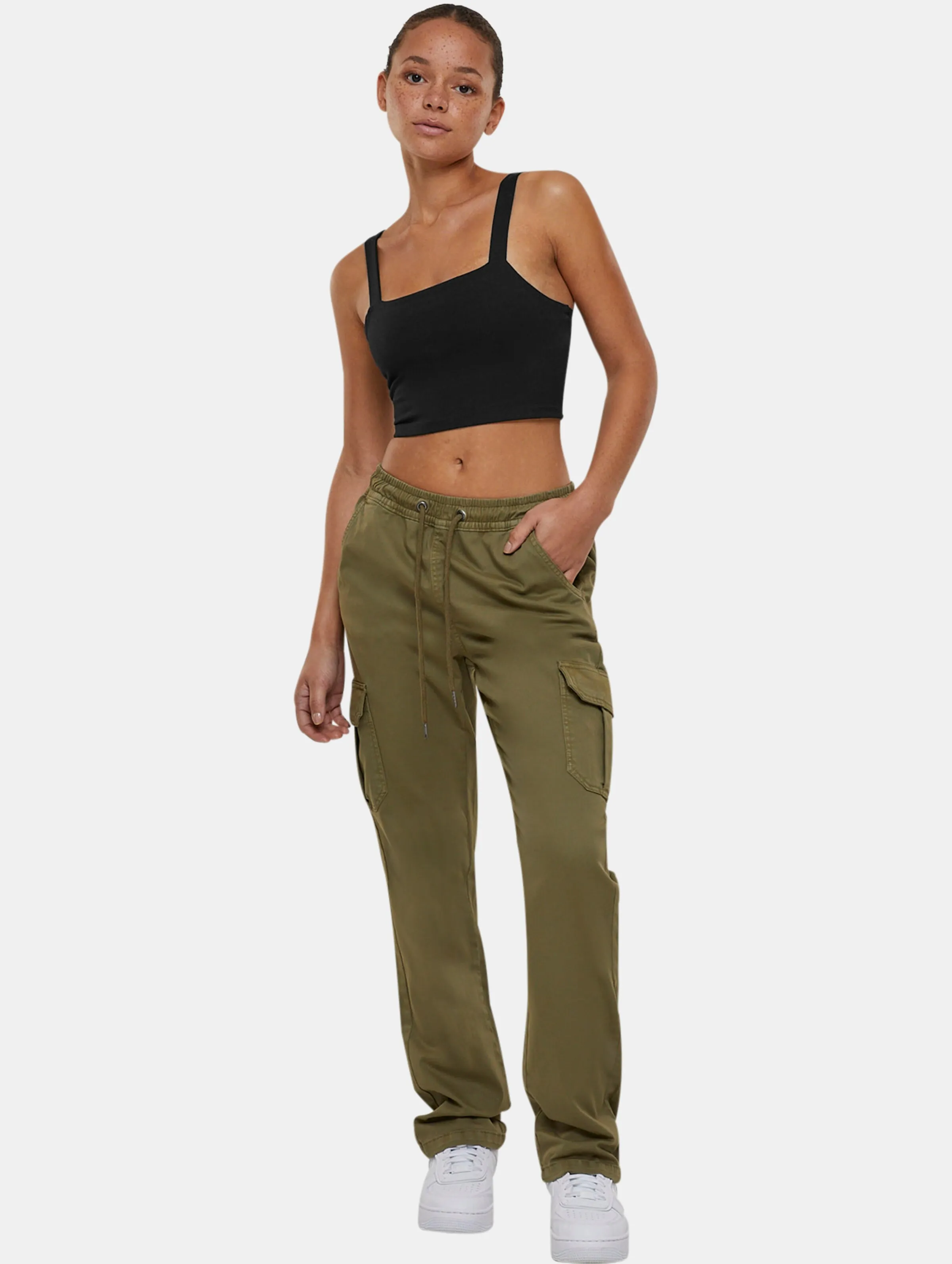 Ladies High Waist Twill 