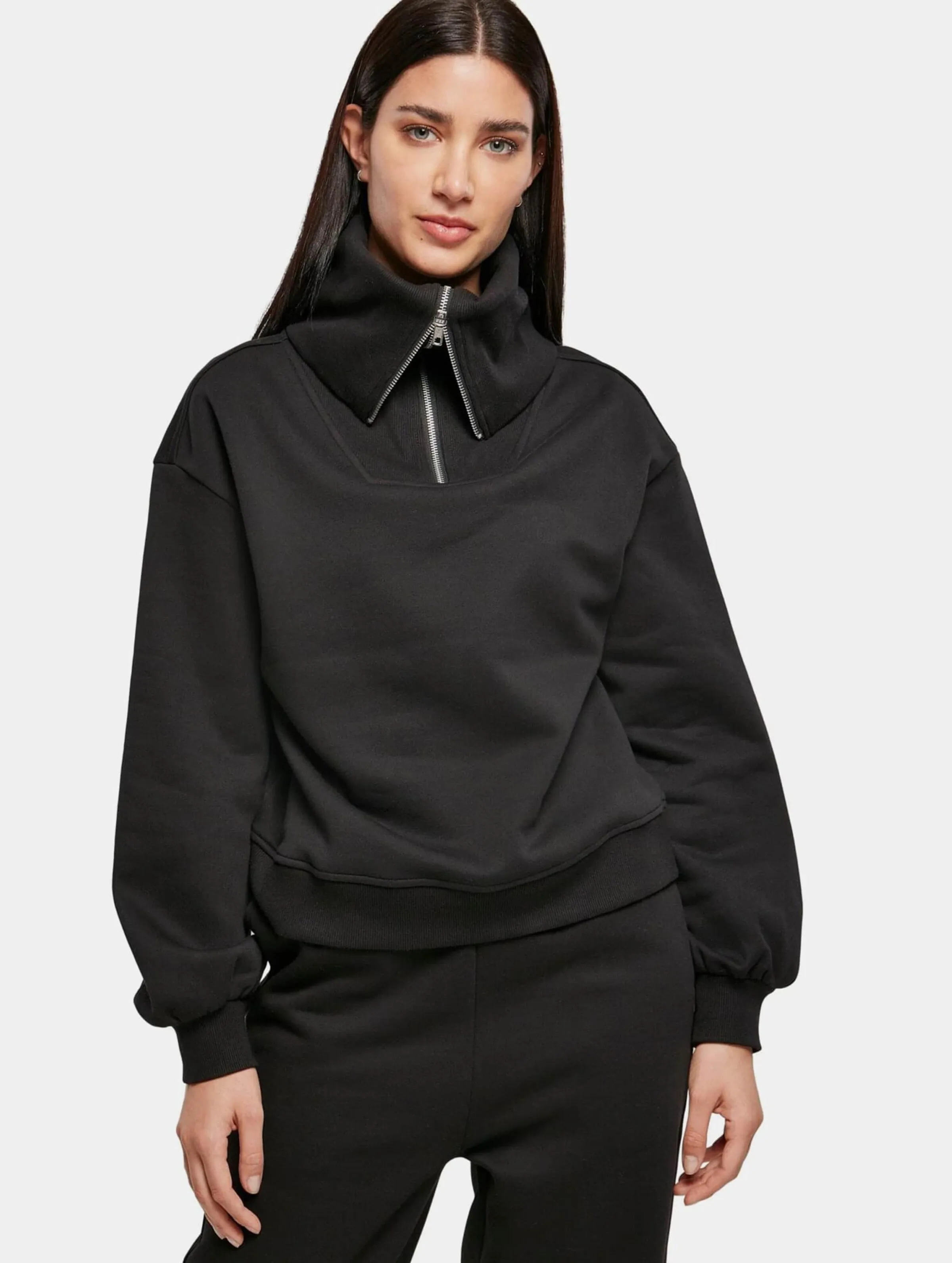 Ladies Oversized High Neck Troyer Crew