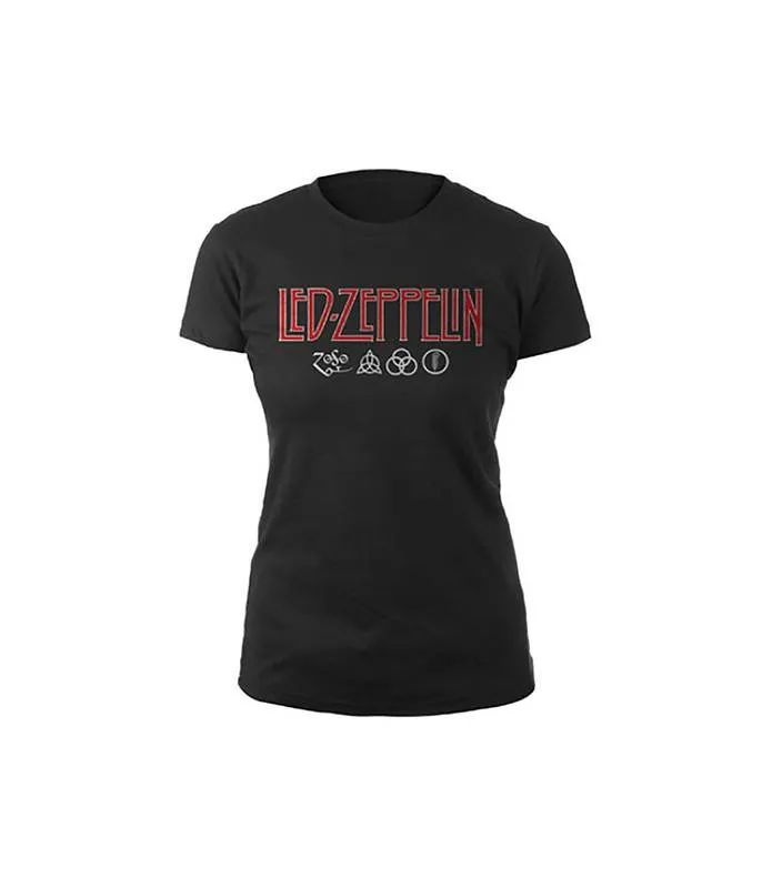 LED ZEPPELIN Logo & Symbols Camiseta Licencia oficial Chica RockOff LZTS01LB