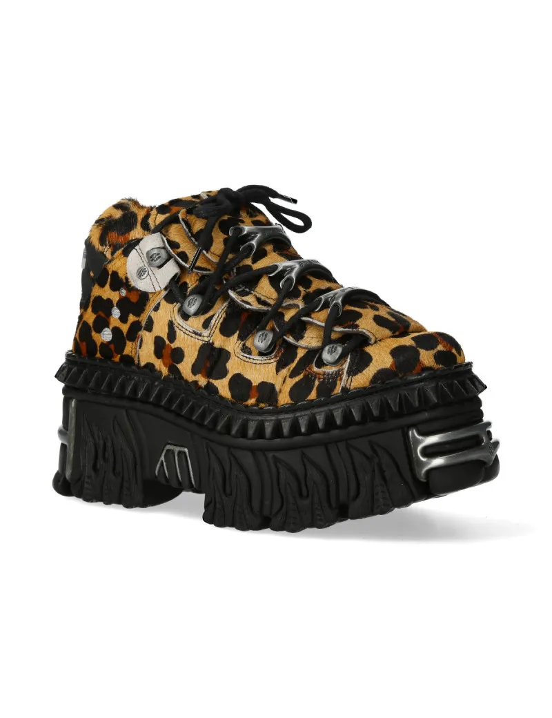 Leopard hair platform shoes