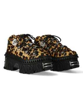 Leopard hair platform shoes