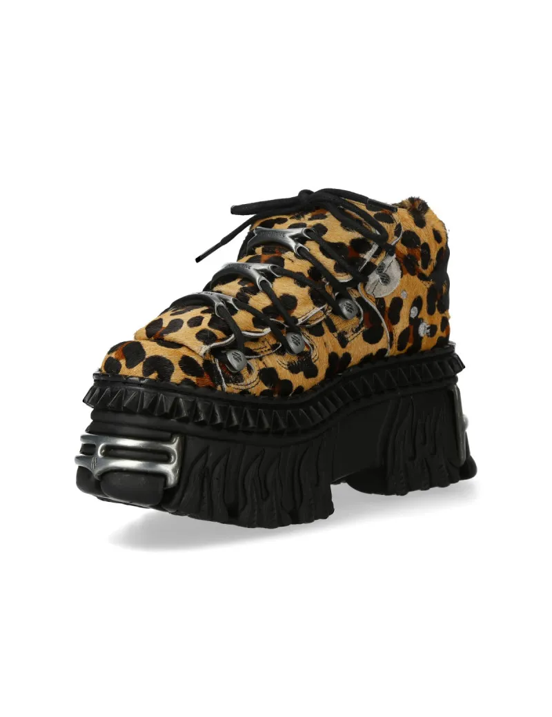 Leopard hair platform shoes