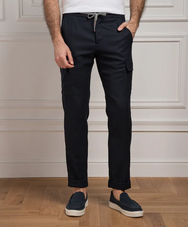 Marco Pescarolo TOR blue wool cargo pants