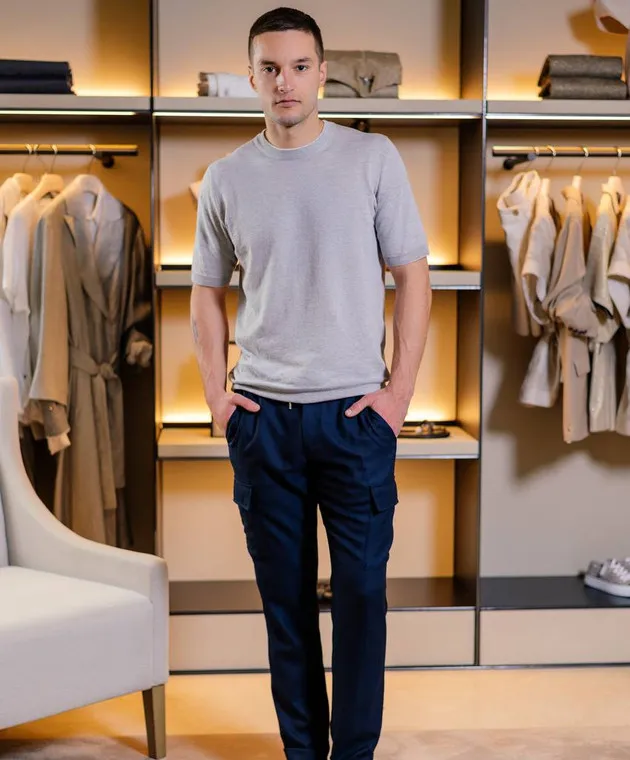 Marco Pescarolo TOR blue wool cargo pants