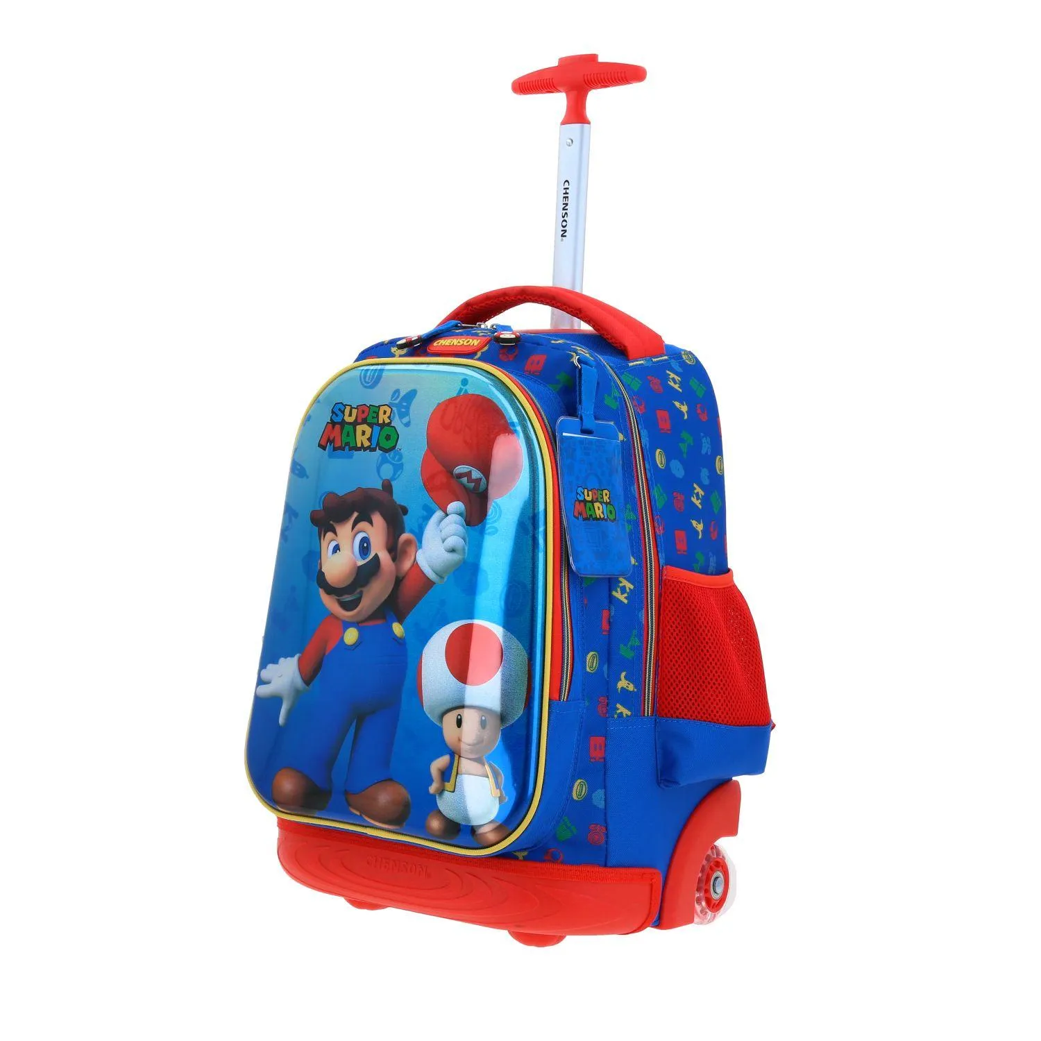 Mochila Con Ruedas Azul Mario Bros Para Nio Chenson Aury