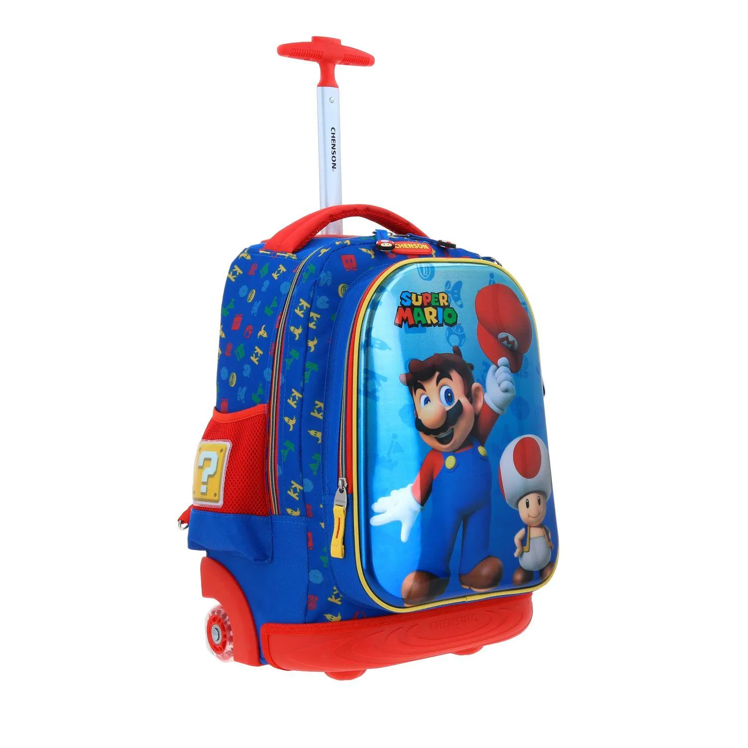 Mochila Con Ruedas Azul Mario Bros Para Nio Chenson Aury