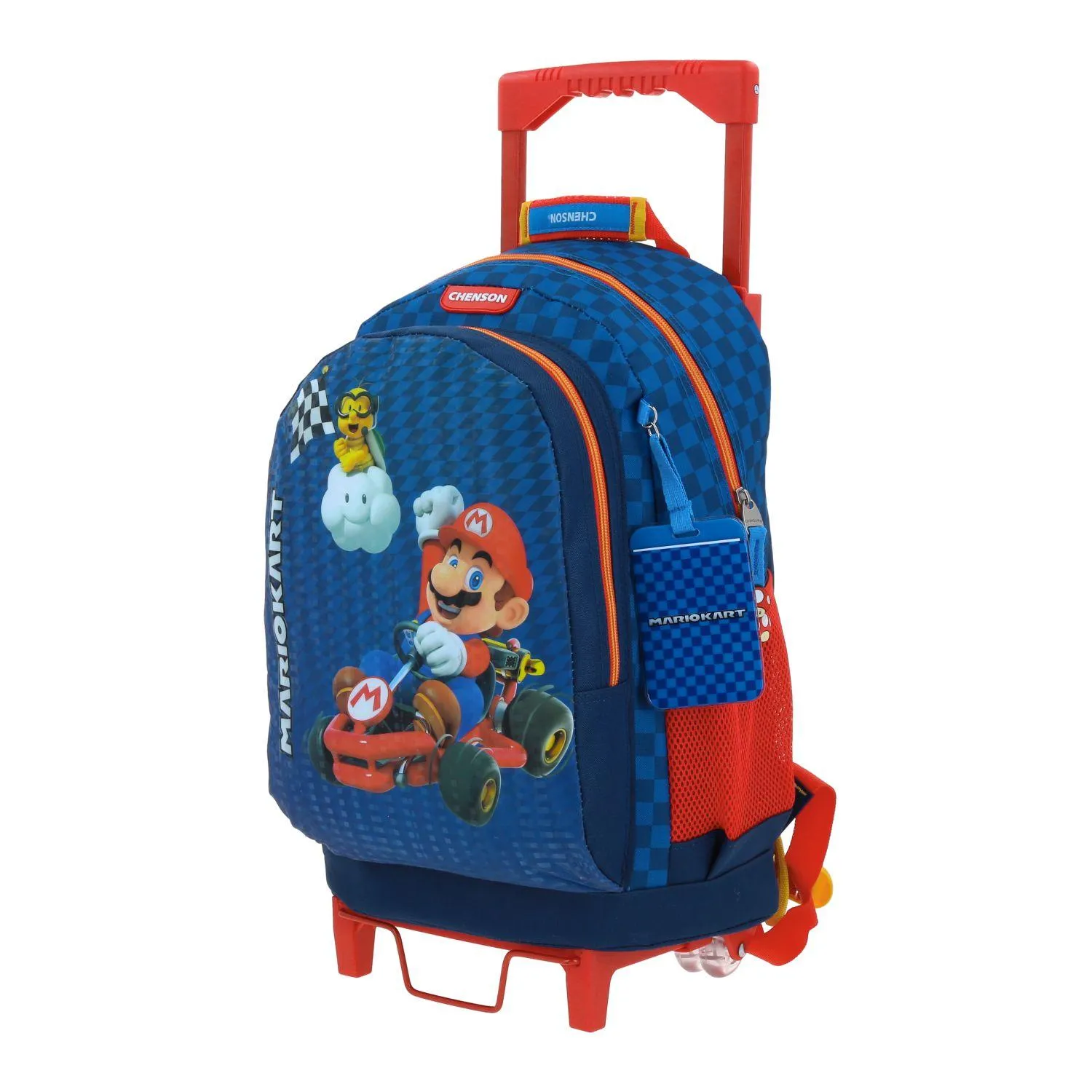 Mochila Con Ruedas Grande Azul Mario Bros Para Nio Chenson Gokar