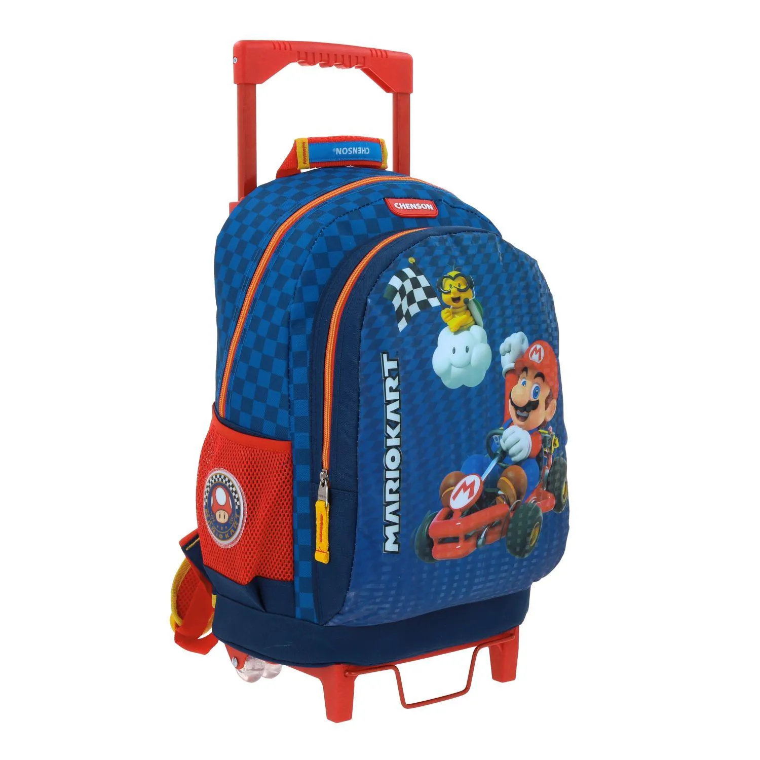 Mochila Con Ruedas Grande Azul Mario Bros Para Nio Chenson Gokar