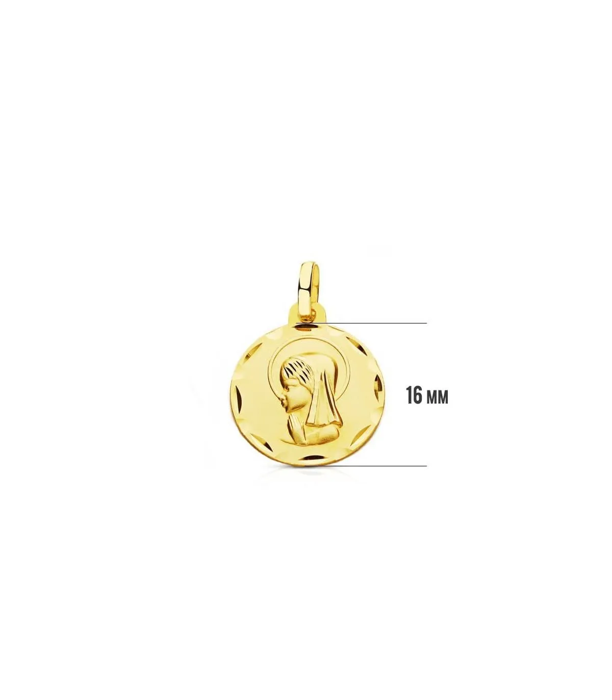 Médaille Vierge enfant Or 18K 16mm Facetté