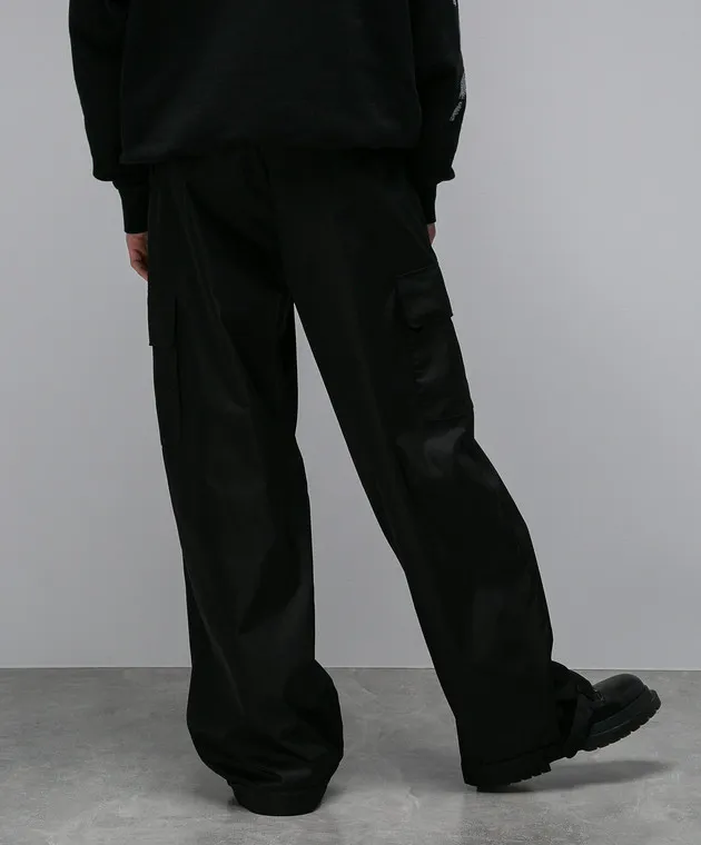 OFFWHITE BLACK CARGO PANTS WITH OW LOGO EMBROIDERY