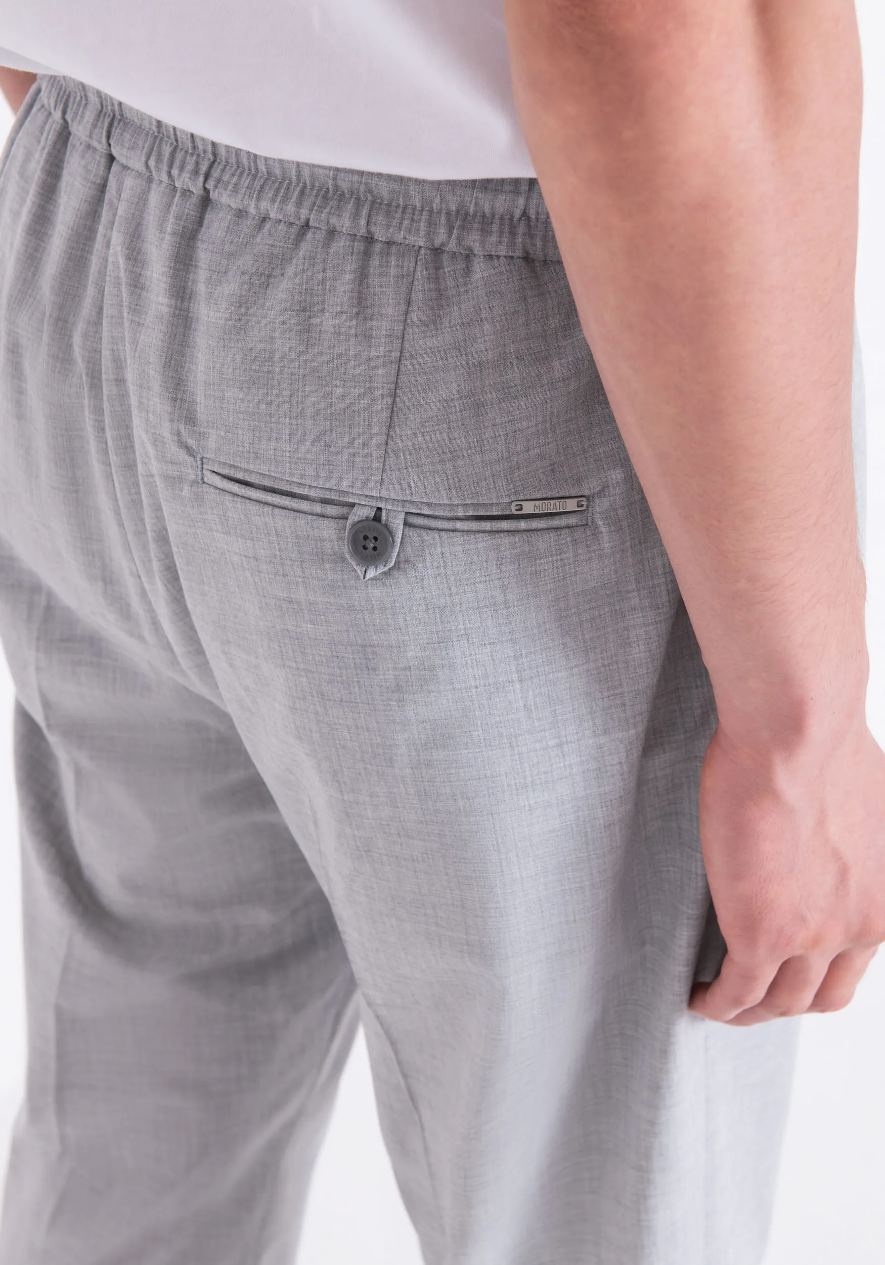 PANTALÓN REGULAR FIT «NEIL» DE MEZCLA DE VISCOSA CON CINTURA ELÁSTICA Y CORDÓN DE AJUSTE