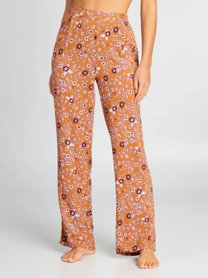 Pantalón de pijama ancho estampado - MARRON