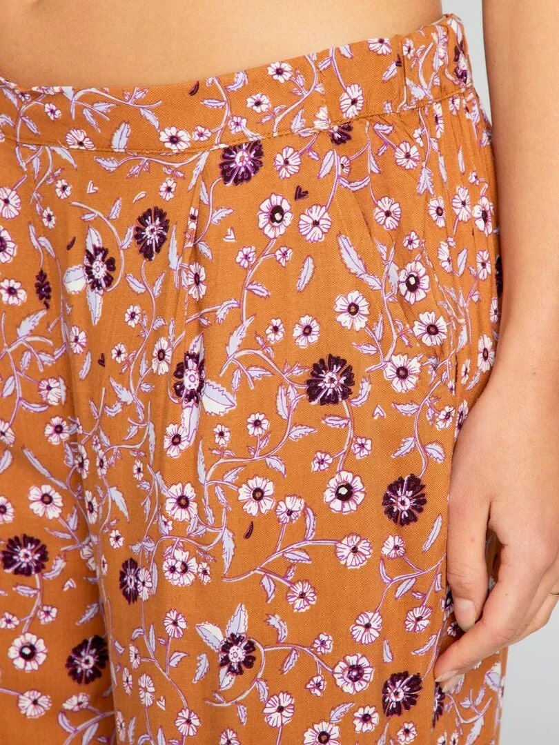 Pantalón de pijama ancho estampado - MARRON