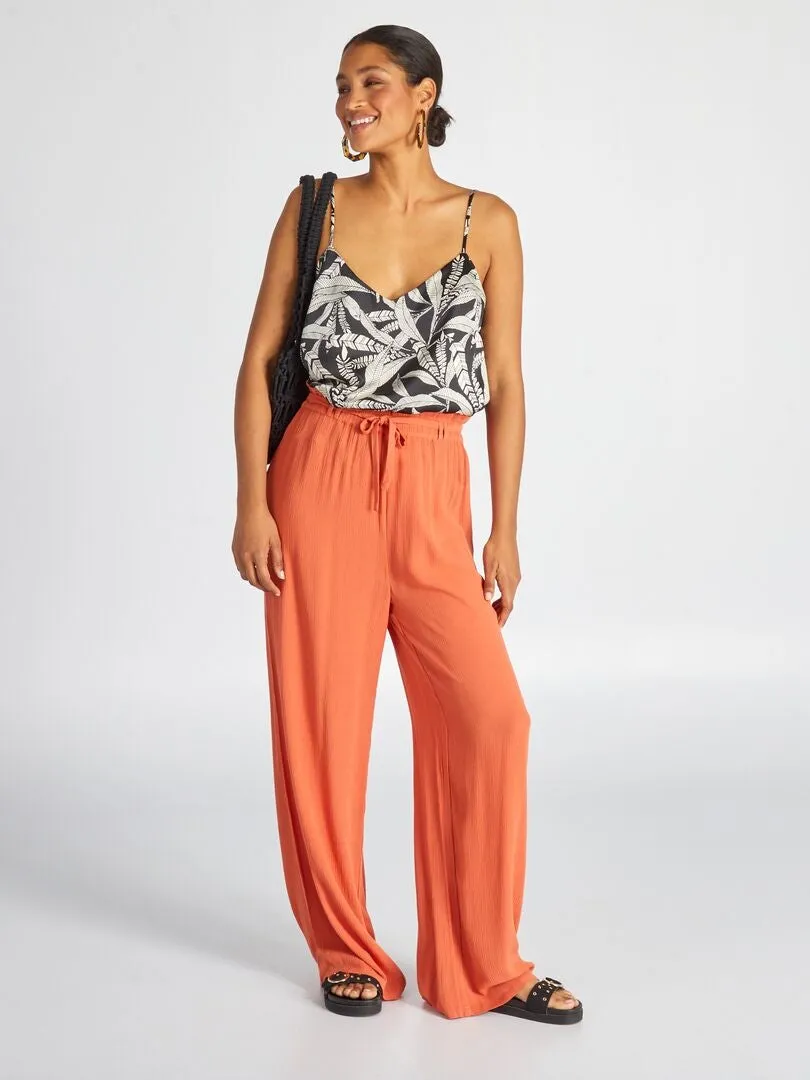 Pantalón loose de punto de crepé - naranja