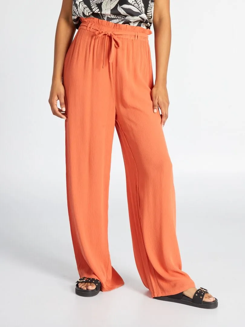 Pantalón loose de punto de crepé - naranja