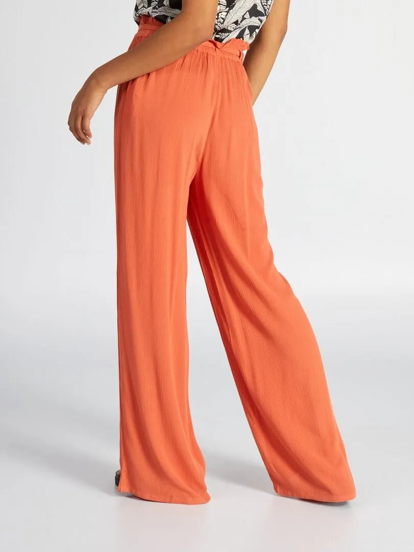 Pantalón loose de punto de crepé - naranja