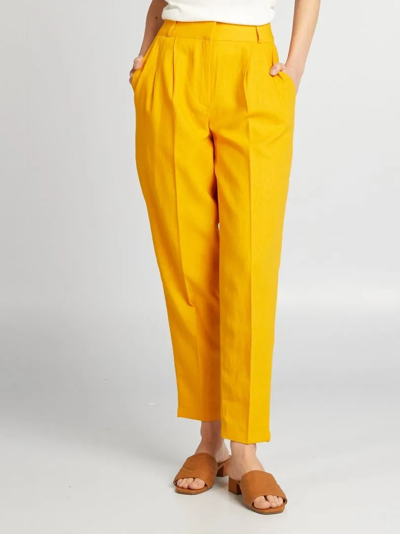 Pantalón pitillo de lino - NARANJA