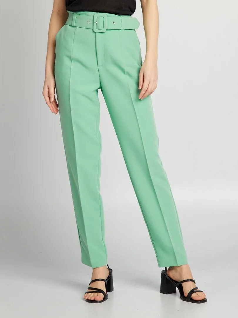 Pantalón tapered vaporoso - VERDE