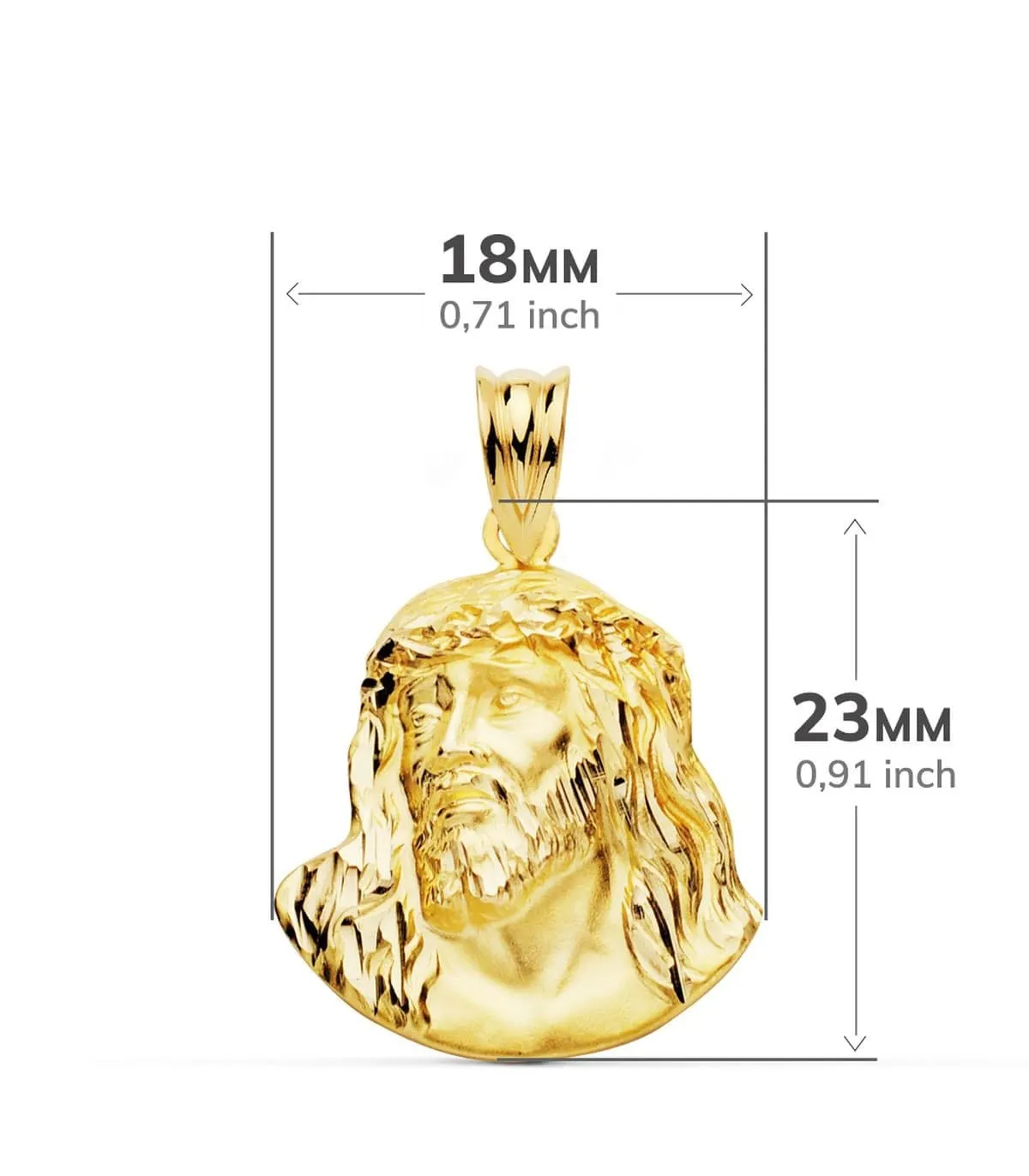 Pendentif Portrait Christ en Or 18K 23mm