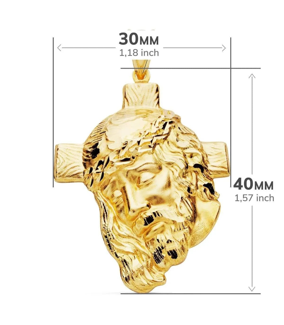 Pendentif portrait du Christ en Croix Or 18K 40mm