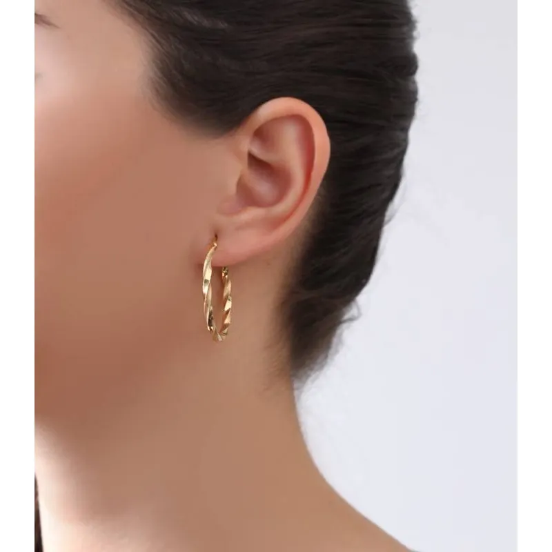 PENDIENTE ARO RIZADO ORO 18K