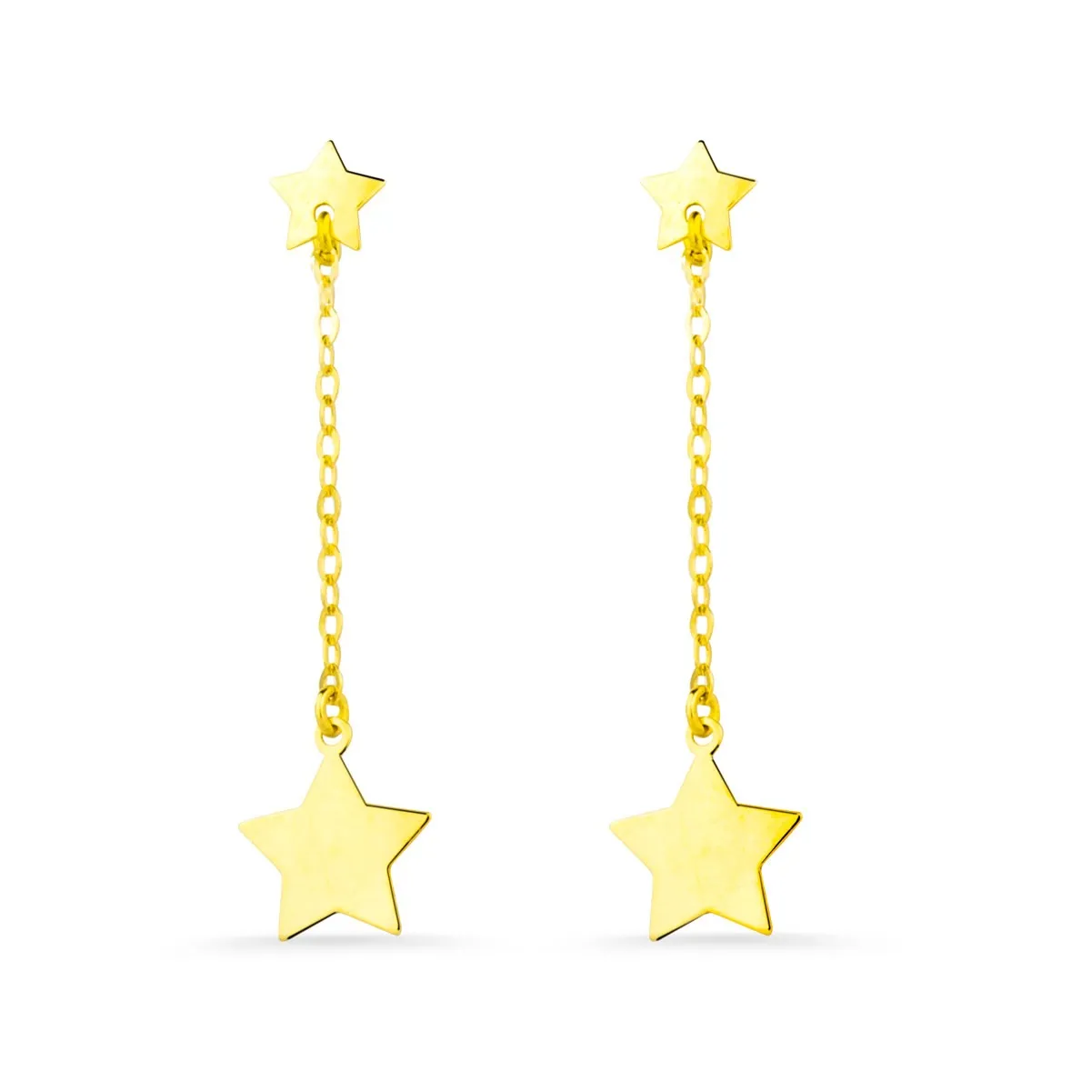 Pendientes Oro 18k Cadena Estrellas