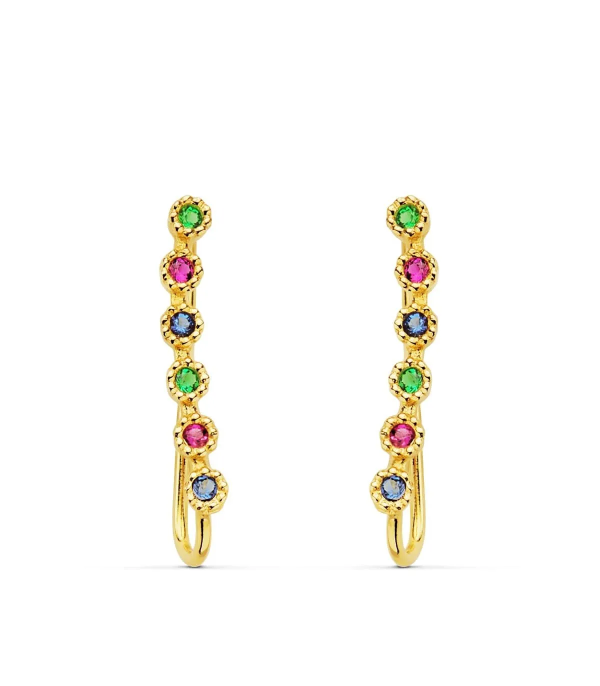 Pendientes Trepadores Arcoiris Oro 18K