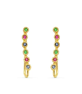 Pendientes Trepadores Arcoiris Oro 18K