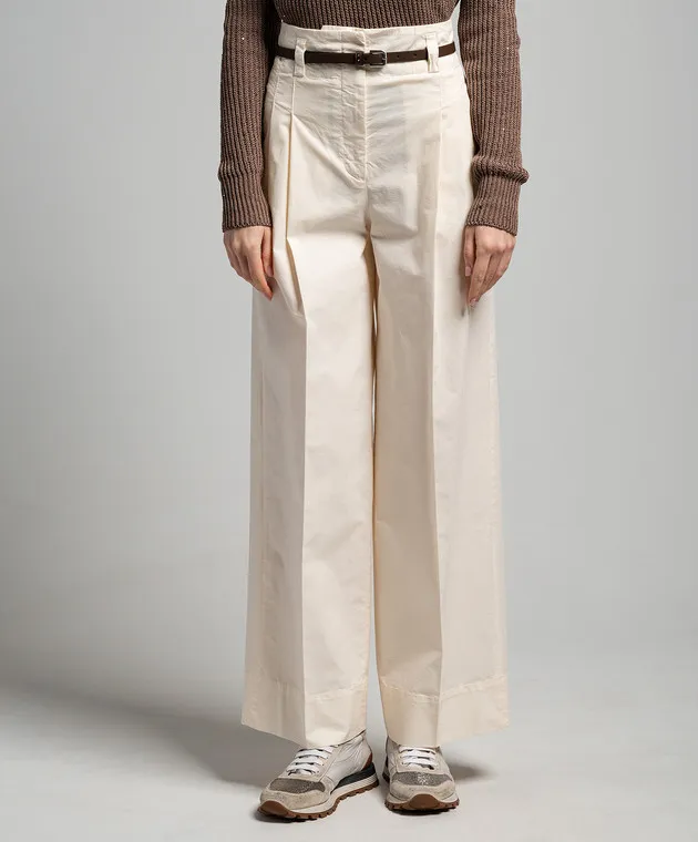 Peserico Beige flared pants with a high fit