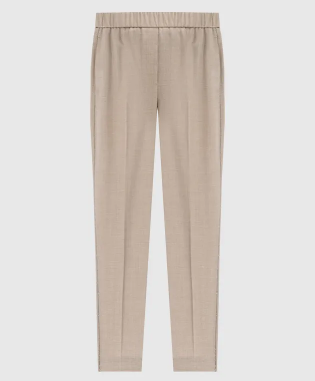 Peserico Beige pants made of wool with lurex