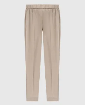 Peserico Beige pants made of wool with lurex