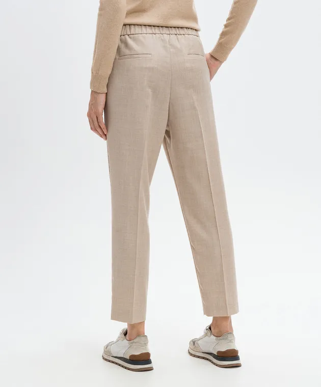 Peserico Beige pants made of wool with lurex