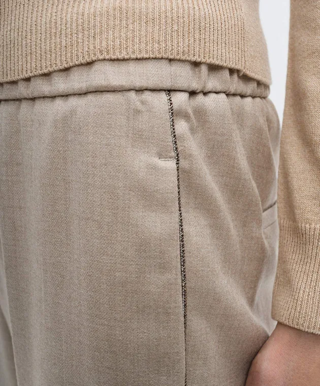 Peserico Beige pants made of wool with lurex