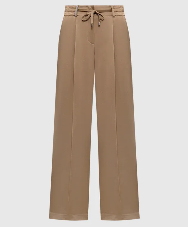 Peserico Beige pants with monil chain