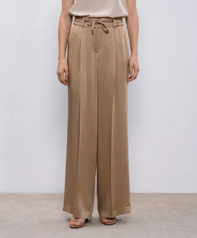 Peserico Beige pants with monil chain