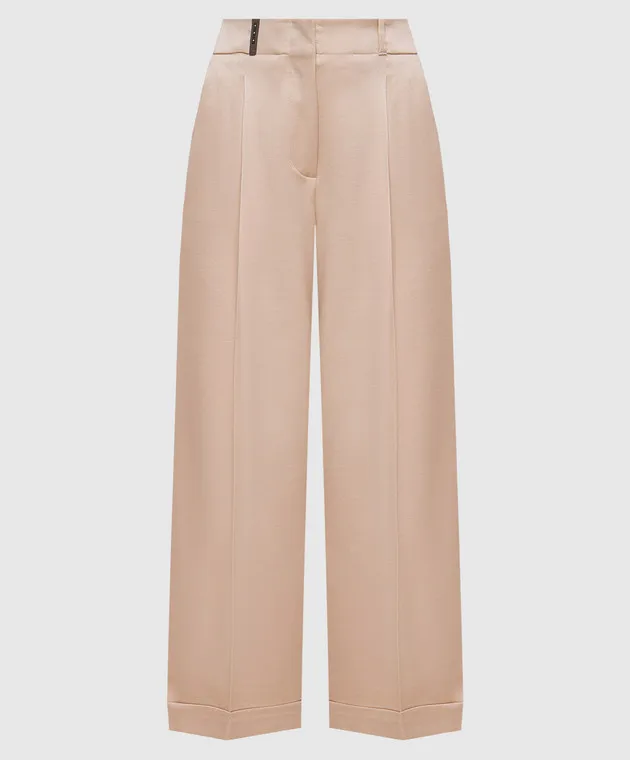 Peserico Beige pants with wool with monil chain