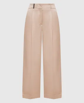 Peserico Beige pants with wool with monil chain