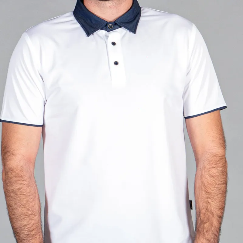 Polo de hombre blanco con cuello tejano - Gary's