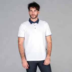 Polo de hombre blanco con cuello tejano - Gary's