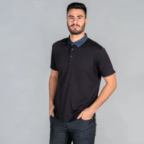 Polo de hombre negro con cuello tejano - Gary's