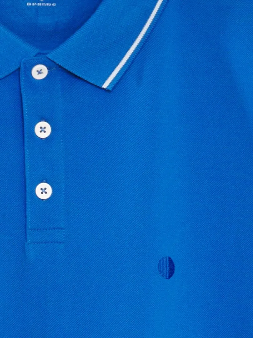 Polo de piqué de algodón - AZUL